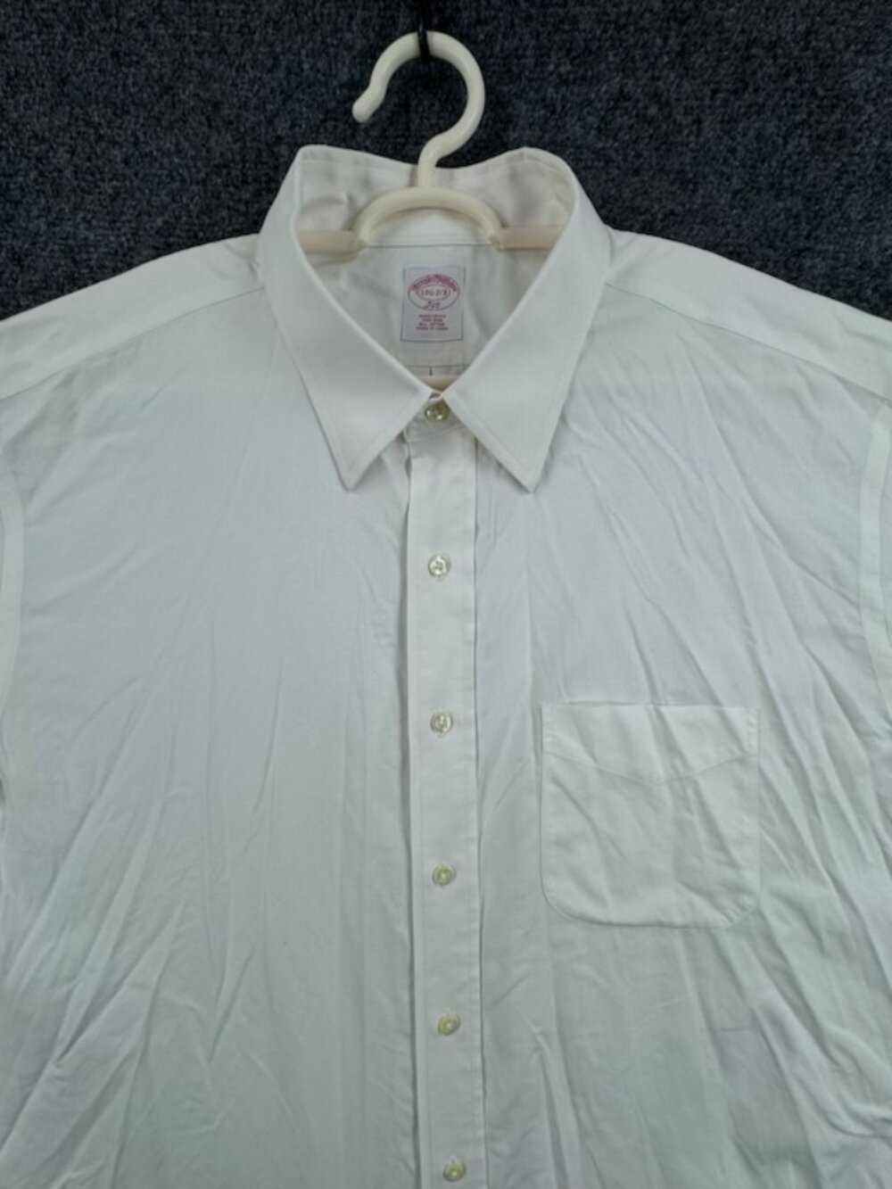 Brooks Brothers Men Point Non-Iron White 17.5 2/3 Button Up Cotton Long Sleeve